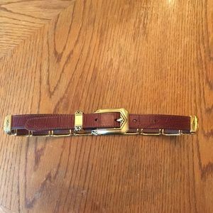 Brighton brown leather belt gold hardware small